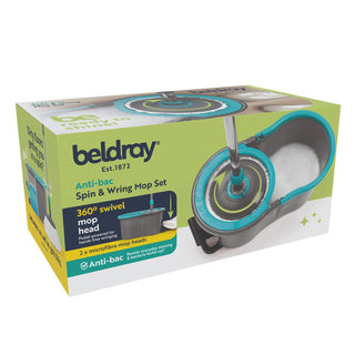 Anti-Bac Spin & Wring Mop Set – 4L Bucket with Carry Handle