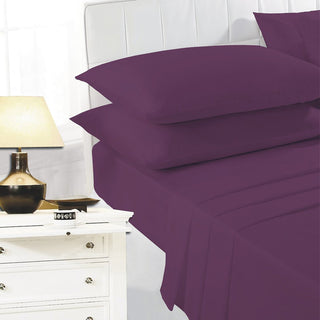 K Collection Percale Easy Care Fitted Sheets - Aubergine Design - Available in Single, Double, King and Super King