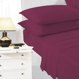 K Collection Percale Easy Care Fitted Sheets - Wine Design - Available in Single, Double, King and Super King